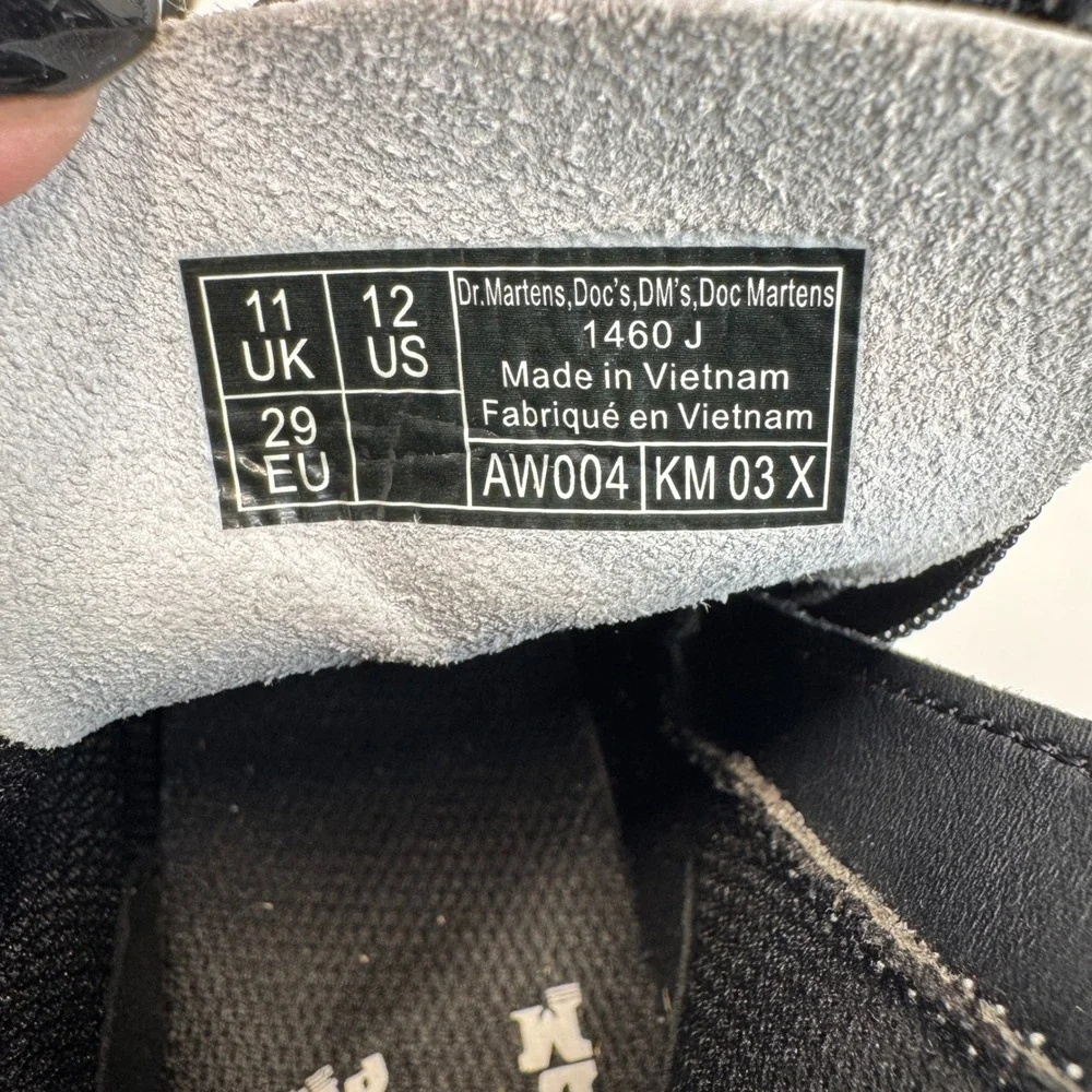 Dr‎ Martens 1460 J Kids White Leather Combat Boots Youth US 12 EU 29 Lace Up